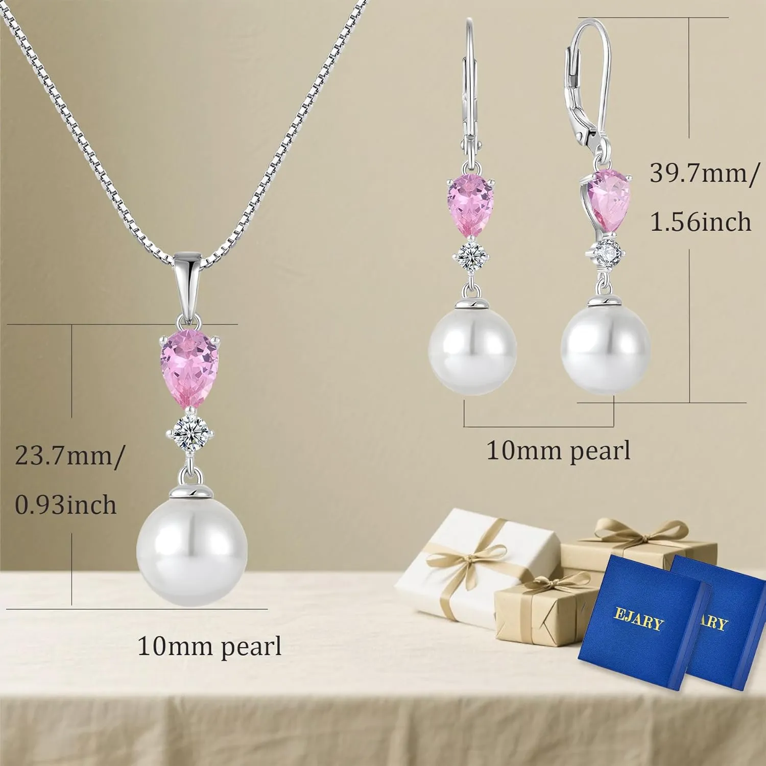 Pearl Pendant Necklaces for Women 925 Sterling Silver Pearls Birthstone Necklace Jewelry for Christmas Valentine's Day Mother's Day