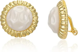 Pearl Stud Earrings, 14K Gold plated Large Pearl Earrings Gold Stud Earrings Handpicked Freshwater Cultured Hypoallergenic Large Pearl Earrings Jewelry Gifts for Her - AAA  Quality