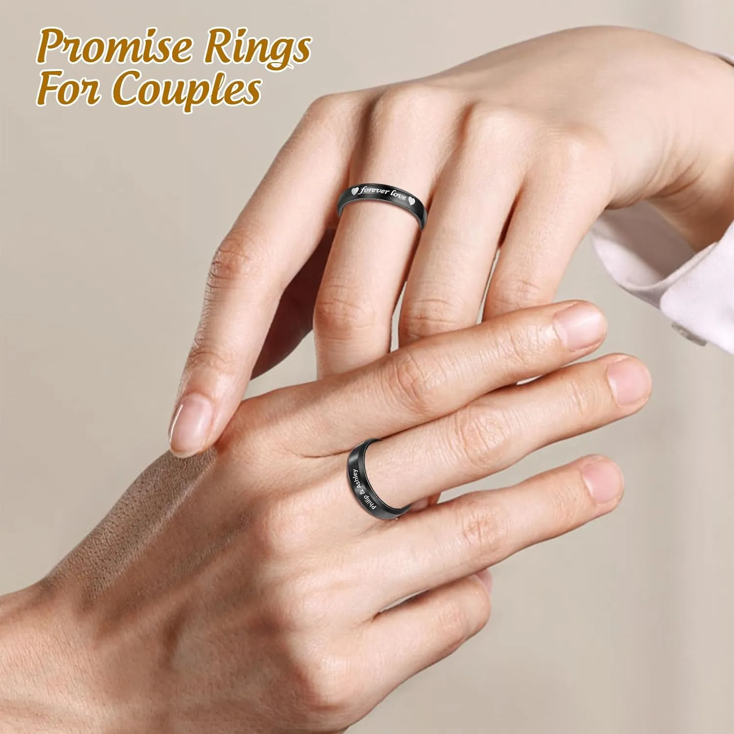 Personalized Promise Rings for Couples  Custom Engraved Stainless Steel Matching Rings Set Promise Ring for Him & Her 2PCS Couple Rings