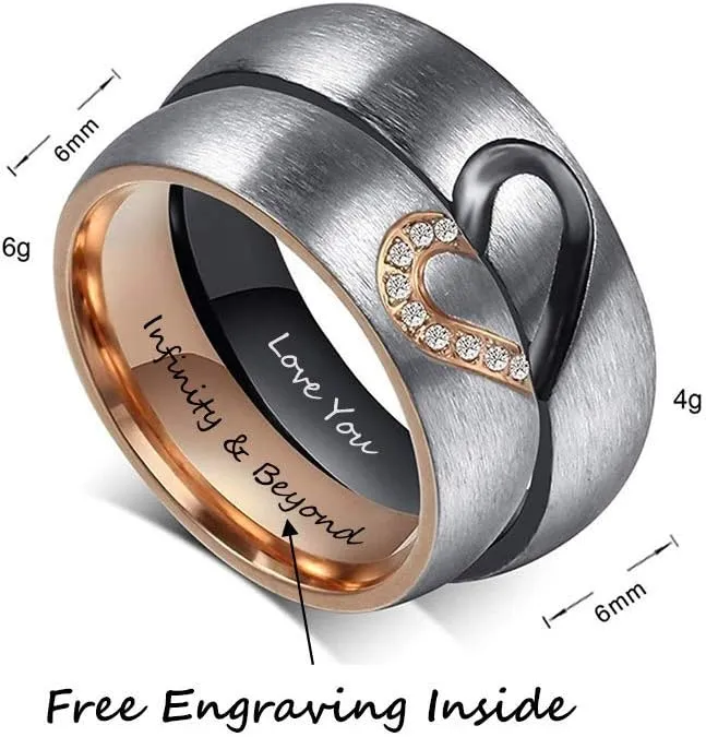 Personalized Promise Rings for Couples  Custom Engraved Stainless Steel Matching Rings Set Promise Ring for Him & Her 2PCS Couple Rings