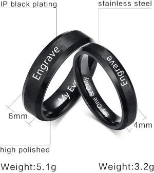 Personalized Promise Rings for Couples  Custom Engraved Stainless Steel Matching Rings Set Promise Ring for Him & Her 2PCS Couple Rings