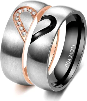 Personalized Promise Rings for Couples  Custom Engraved Stainless Steel Matching Rings Set Promise Ring for Him & Her 2PCS Couple Rings