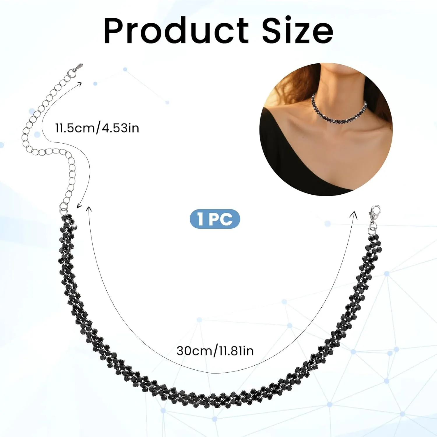 Prasacco Choker Necklace for Women Rhinestone Necklace for Women Chokers Diamond Choker Necklaces Crystal Necklaces for Party Prom Wedding Jewelry Accessories