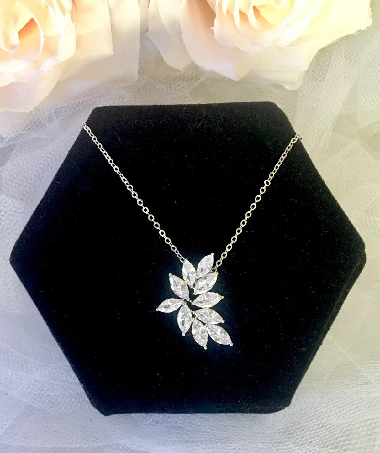 "Poppy" - Cubic Zirconia Bridal Necklace - Available in Silver, Rose Gold and Yellow Gold