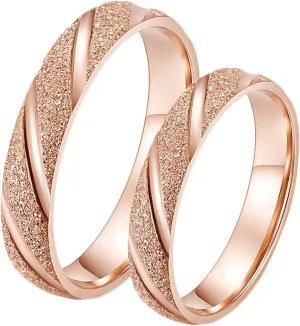 Ring for Men Wedding, Steel Rings for Women 4mm Rose Gold Matte Ring Valentine's Day Couple Rings