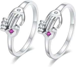 Ring for Women Men 2pcs Couples Jewelry Set Hugging Finger Rings for Valentine's Day Adjustable Opening