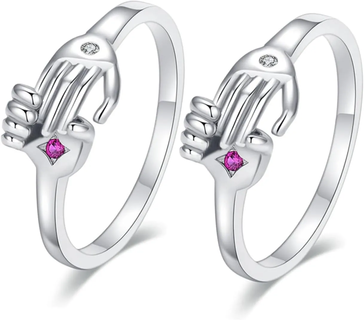 Ring for Women Men 2pcs Couples Jewelry Set Hugging Finger Rings for Valentine's Day Adjustable Opening
