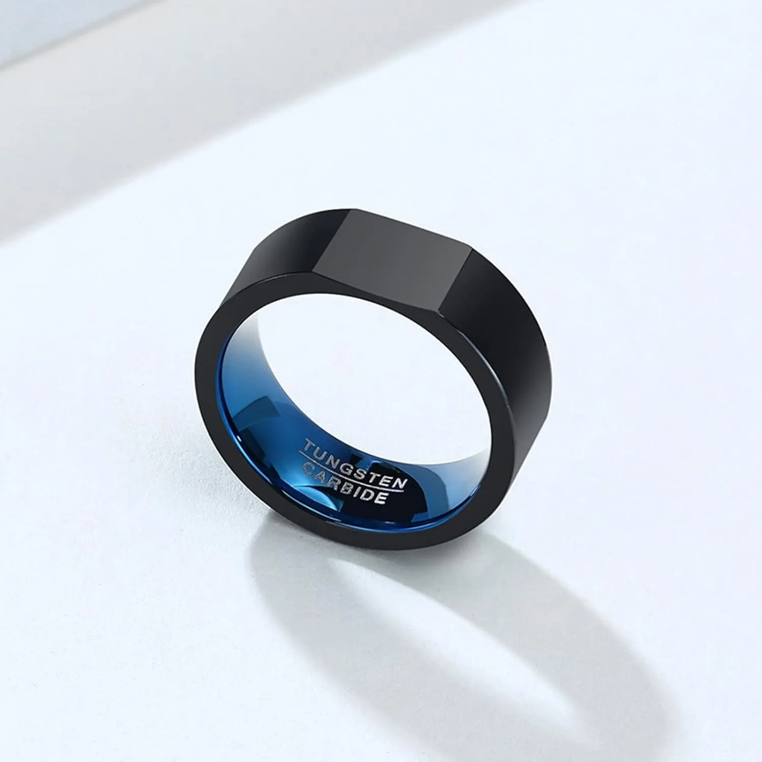 Rings for Couples Set, Mens Black Tungsten Ring Blue Ring Band 8mm Valentine's Day Couple Rings