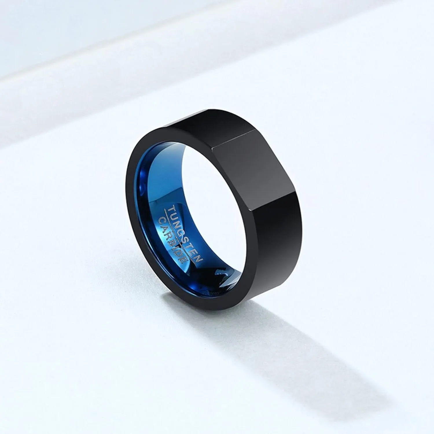 Rings for Couples Set, Mens Black Tungsten Ring Blue Ring Band 8mm Valentine's Day Couple Rings