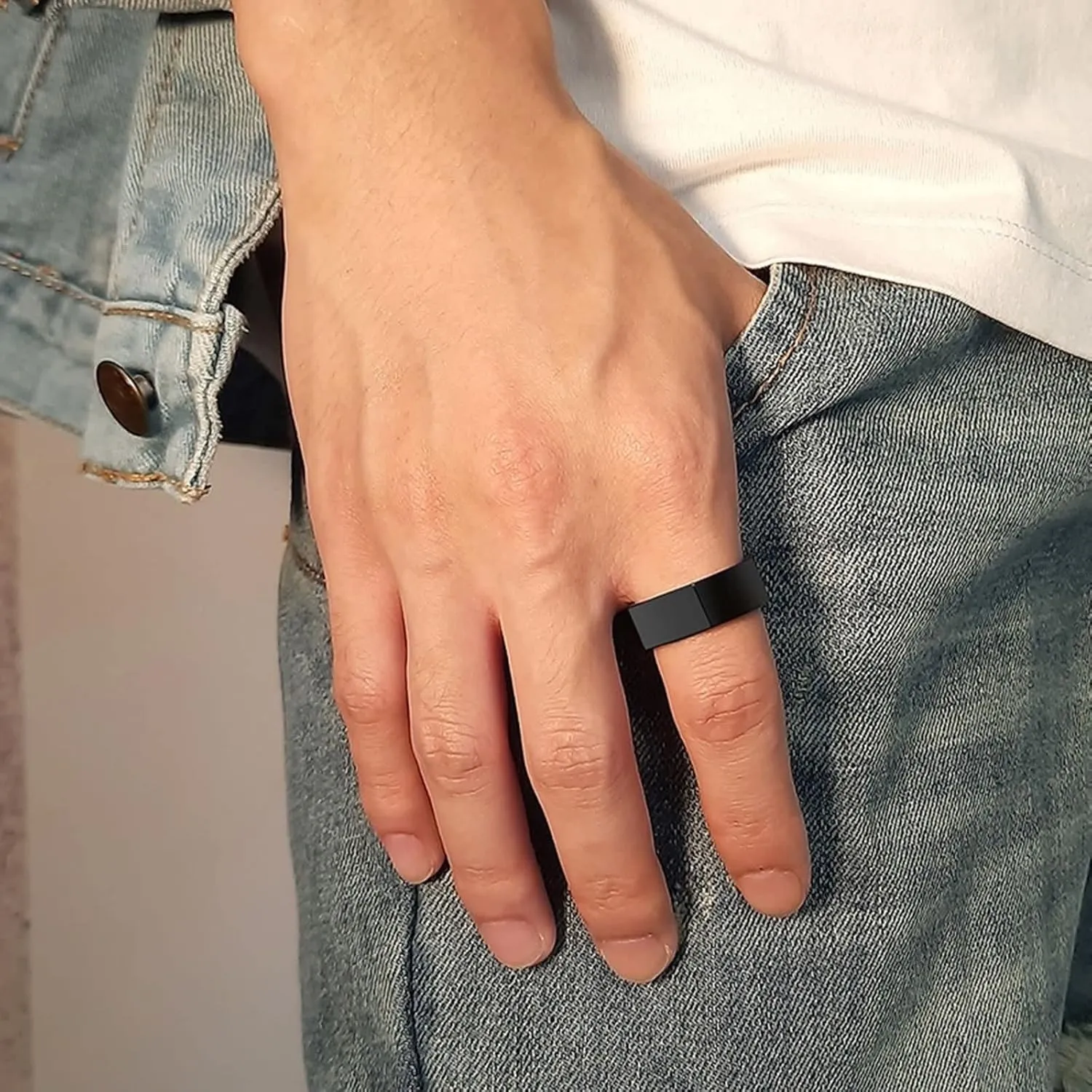 Rings for Couples Set, Mens Black Tungsten Ring Blue Ring Band 8mm Valentine's Day Couple Rings