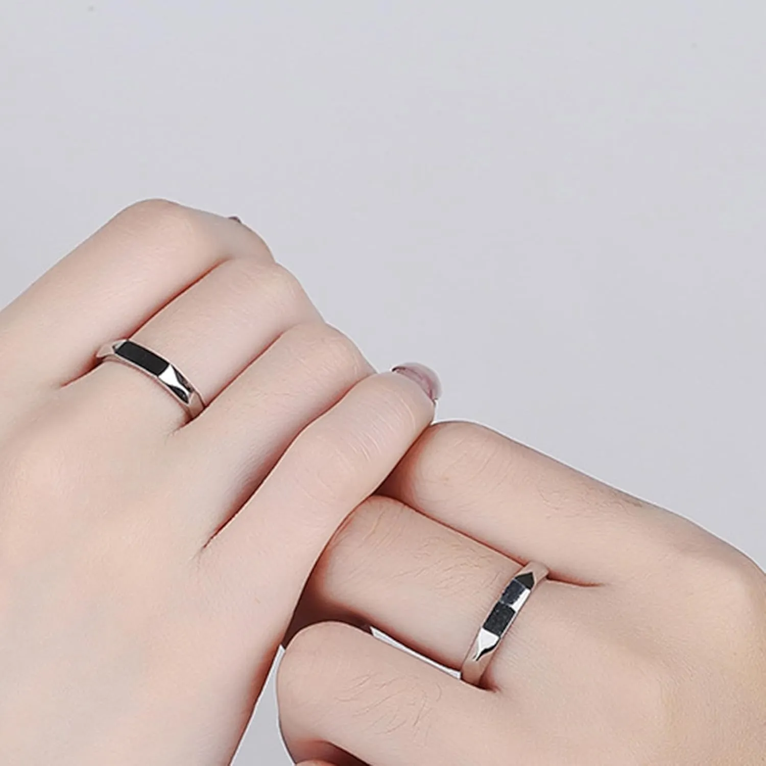 Rings for Couples - Silver Light Sculpted Matching Couple Rings | Projection Couple Rings | Matching Ring for Couples | Meaningful Elegant Couples Jewelry for Engagement Wedding