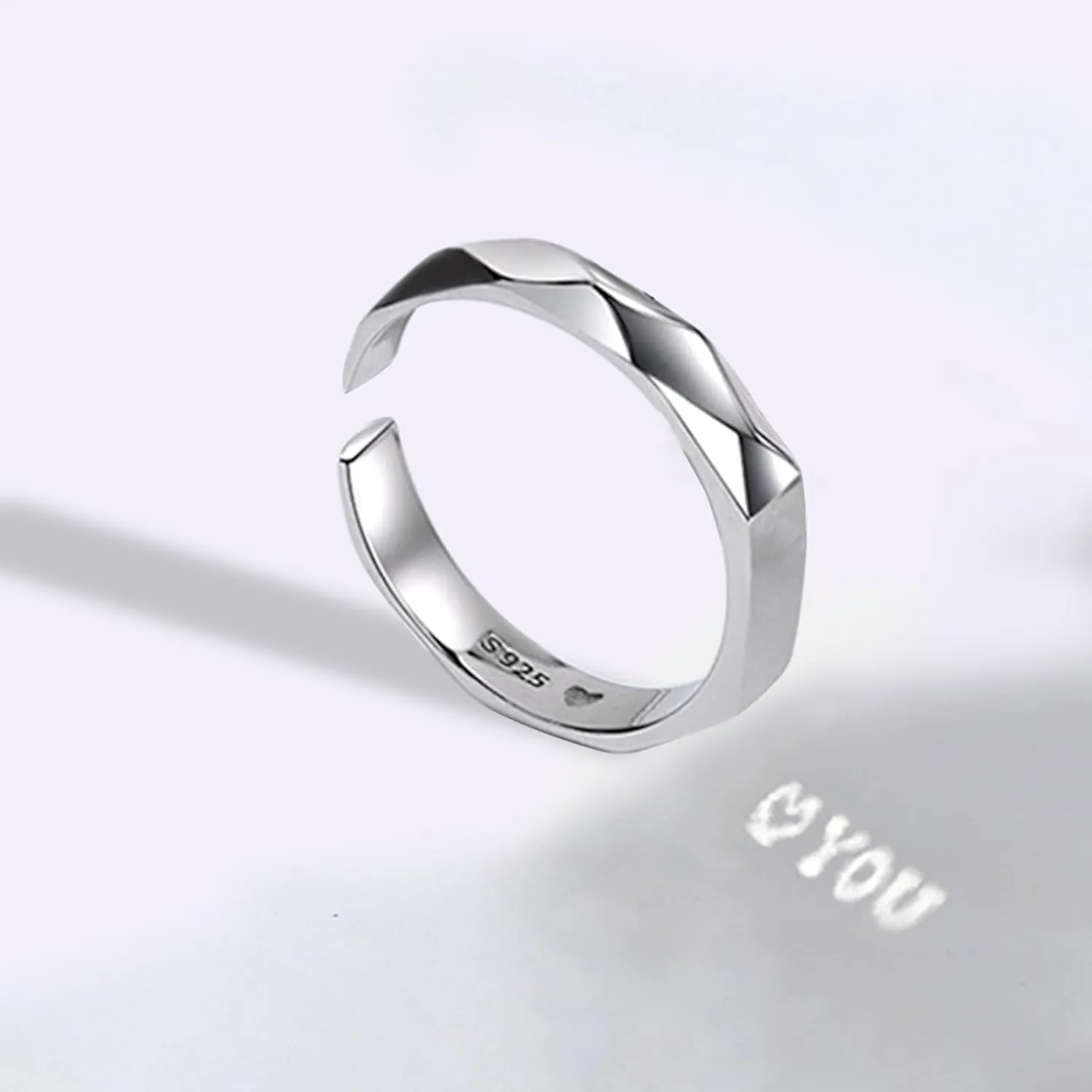 Rings for Couples - Silver Light Sculpted Matching Couple Rings | Projection Couple Rings | Matching Ring for Couples | Meaningful Elegant Couples Jewelry for Engagement Wedding