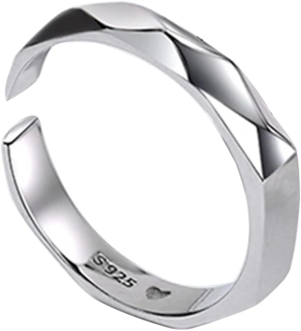 Rings for Couples - Silver Light Sculpted Matching Couple Rings | Projection Couple Rings | Matching Ring for Couples | Meaningful Elegant Couples Jewelry for Engagement Wedding