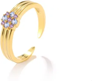 Rings for Women Adjustable, Cubic Zirconia Rings Blue Stone with Multiple-Colors Cubic Zirconia S925 Sterling Silver Adjustable