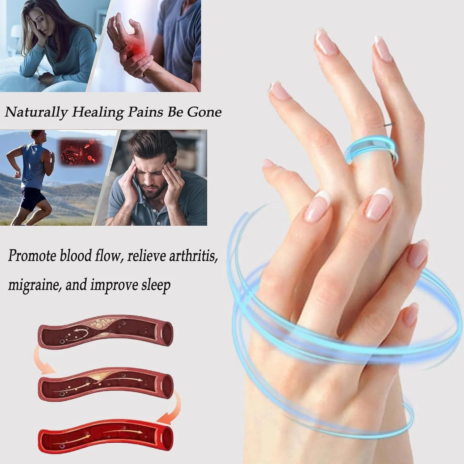 Rings for Women, Ring Adjustable Stainless Steel Rings Vitality Rings, Anti Snoring Adjustable Fatigue Relief Sleep Aid Magnetic Acupressure Ring for Women Men