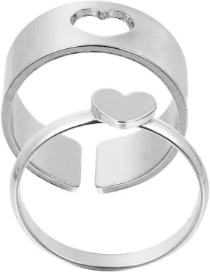 Romantic Couple Rings Set Stylish Decorative Finger Jewelry Perfect Present for Wife and Husband