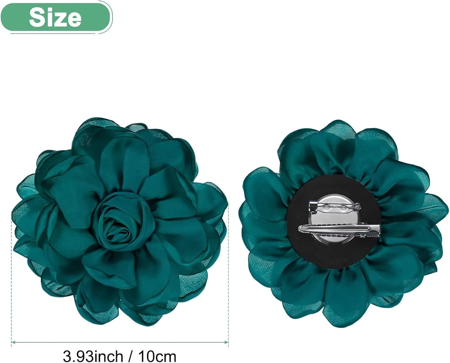 Rose Flower Brooches and Pins for Women, Lapel Pins Dainty Satin Fabric Big Camellia Hair Flowers Clips for Wedding/Parties/Clothes/Jewelry