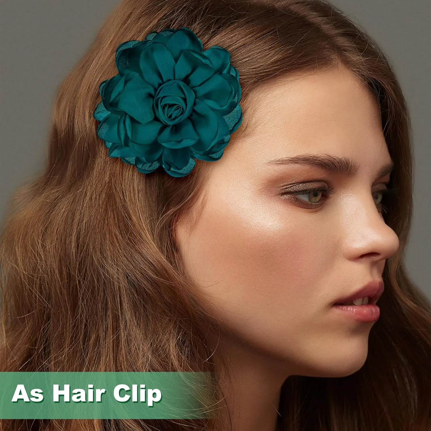 Rose Flower Brooches and Pins for Women, Lapel Pins Dainty Satin Fabric Big Camellia Hair Flowers Clips for Wedding/Parties/Clothes/Jewelry