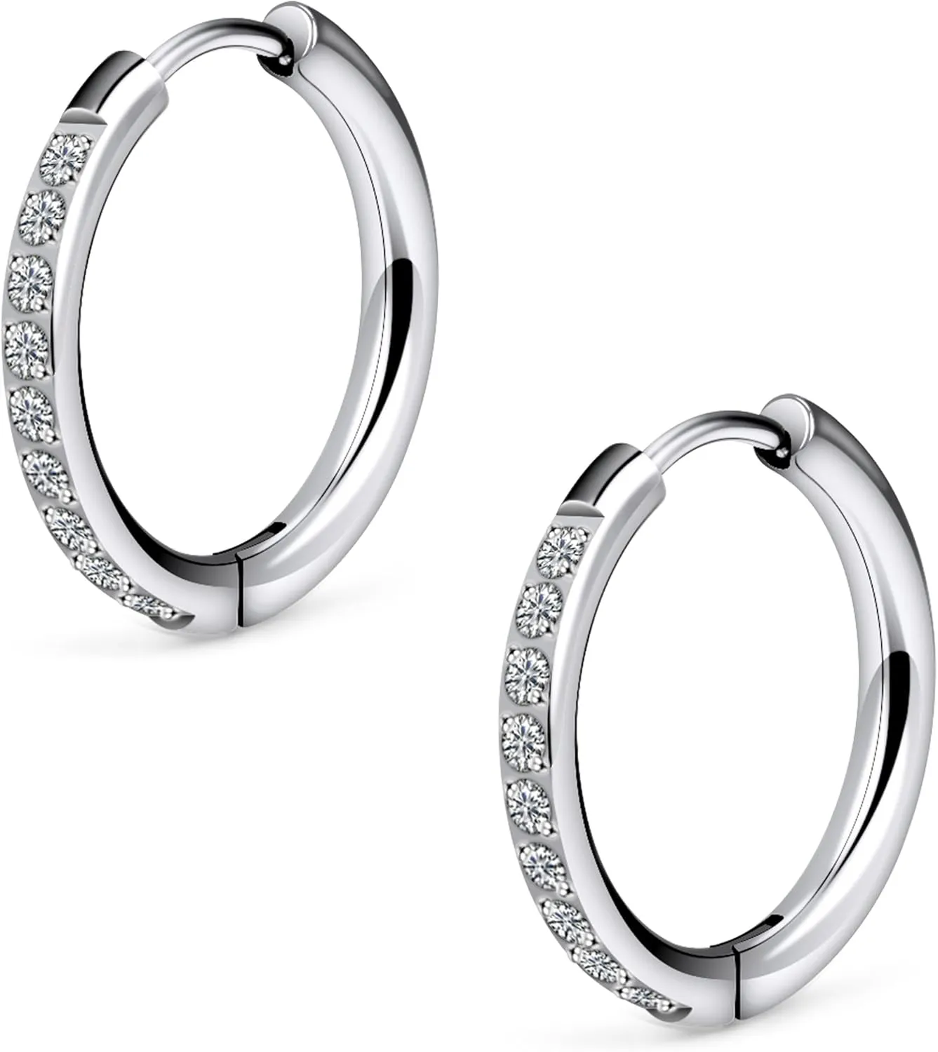Ruifan ASTM F136 Titanium Hoop Earrings for Women Small Huggie Hoop Earrings Hypoallergenic Helix Conch Cartilage Hoops Cubic Zirconia Cuff Earring Piercing Jewelry For Women Sensitive Ears 20G 18G