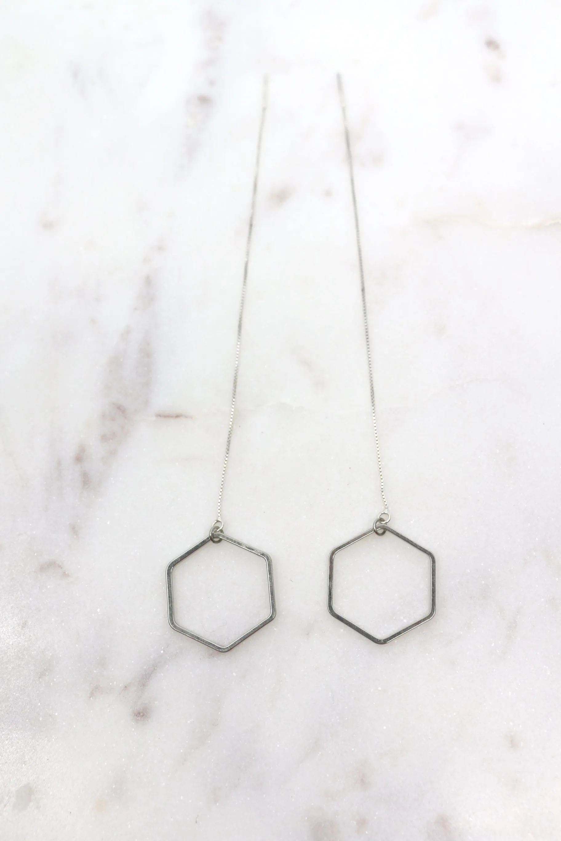 Run the World // Hexagon Threaders, Gold or Silver, A Modern Bohemian, Classic Earrings // BH-E002
