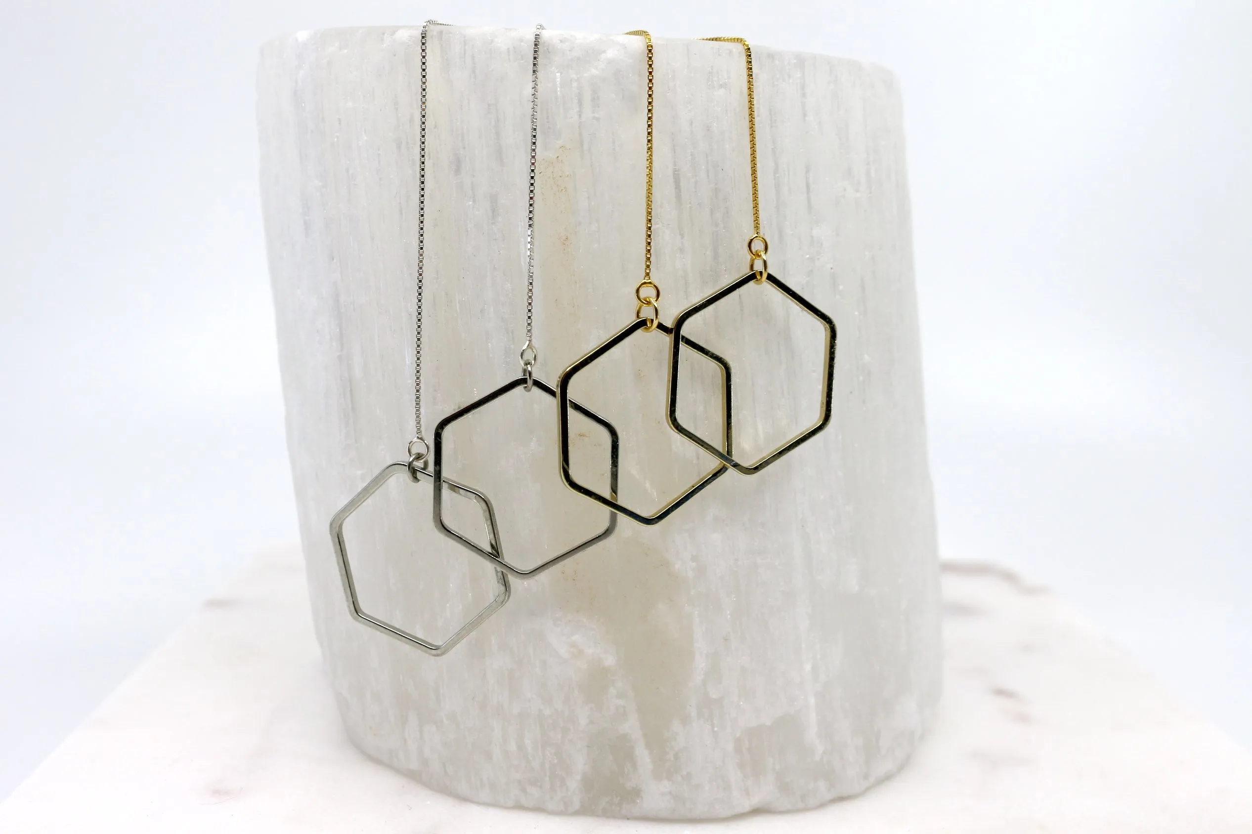 Run the World // Hexagon Threaders, Gold or Silver, A Modern Bohemian, Classic Earrings // BH-E002