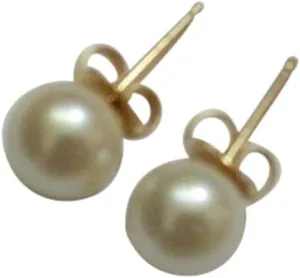 Saltwater White Pearl 6.5-7 mm with 14K Gold Stud Earrings