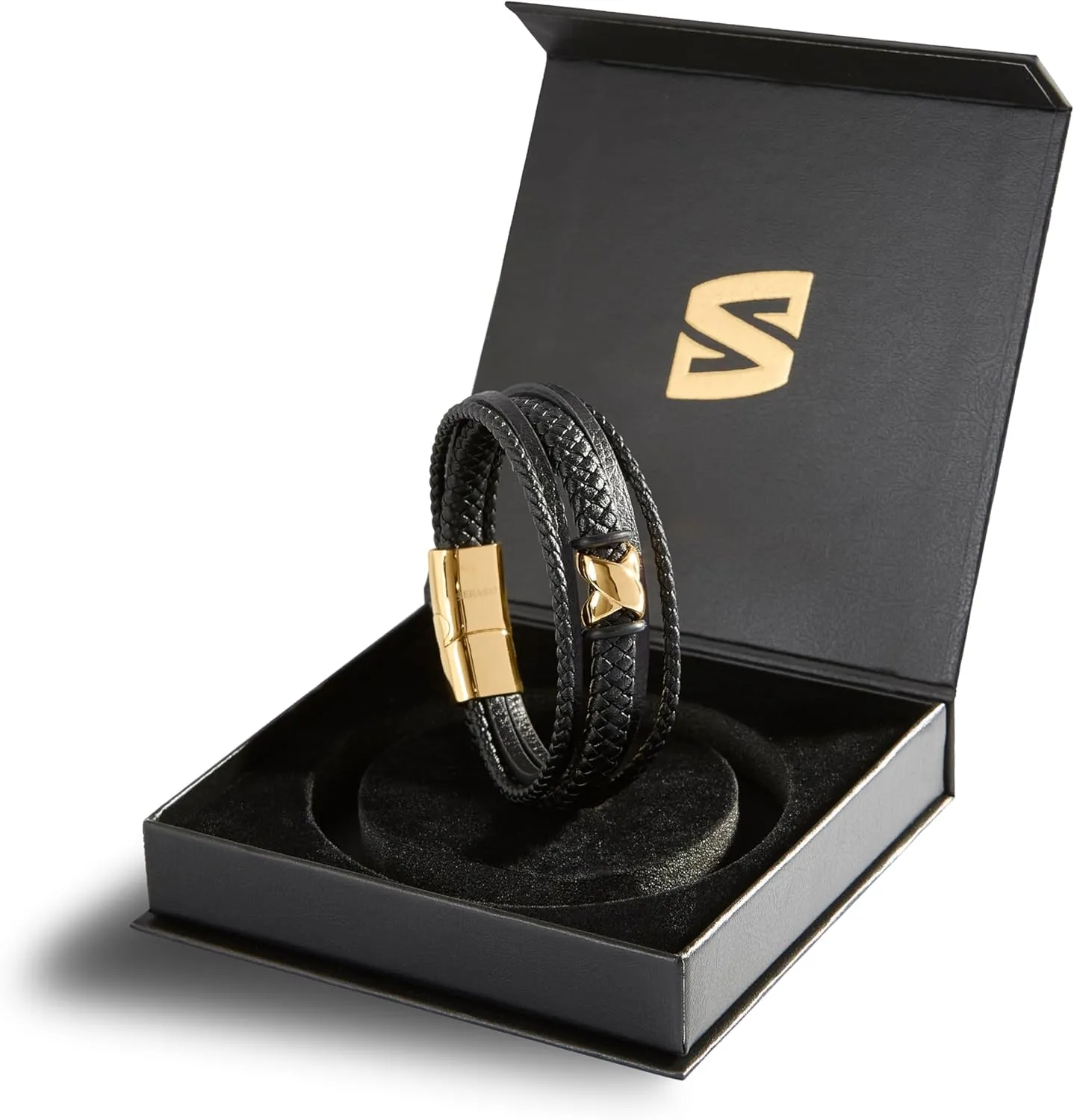 SERASAR Premium Leather Bracelet Men | Stainless Steel Magnetic Clasp | Three Colors | Jewelry Box Included