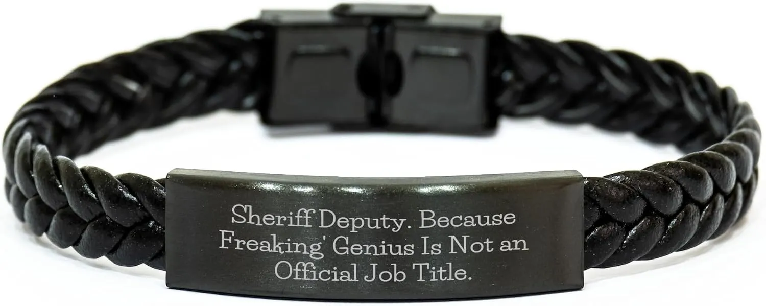 Sheriff Deputy Interlaced Leather Bracelet Gift for Sheriff Deputy Best Friendship Birthday Unique Sheriff Deputy Sheriff Deputy Gifts from Men Coworkers Family Unique Gifts for Sheriff Deputy