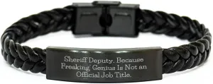 Sheriff Deputy Interlaced Leather Bracelet Gift for Sheriff Deputy Best Friendship Birthday Unique Sheriff Deputy Sheriff Deputy Gifts from Men Coworkers Family Unique Gifts for Sheriff Deputy