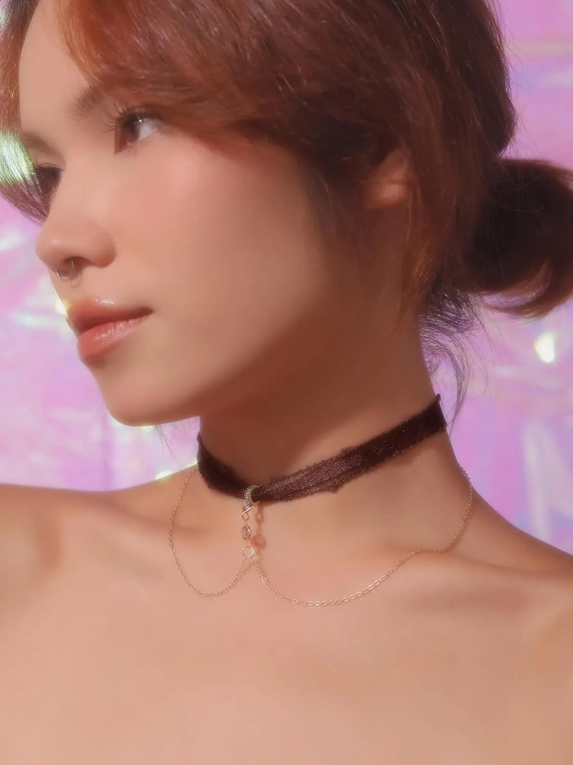Simple Hologram Heart Pendant Choker Necklaces Accessories for Women Trendy Stuff