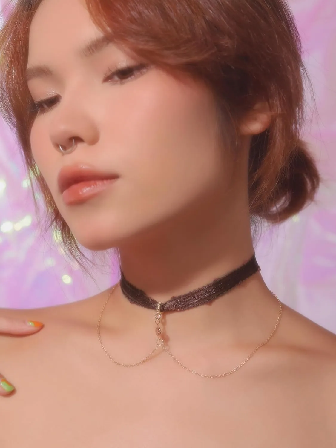Simple Hologram Heart Pendant Choker Necklaces Accessories for Women Trendy Stuff