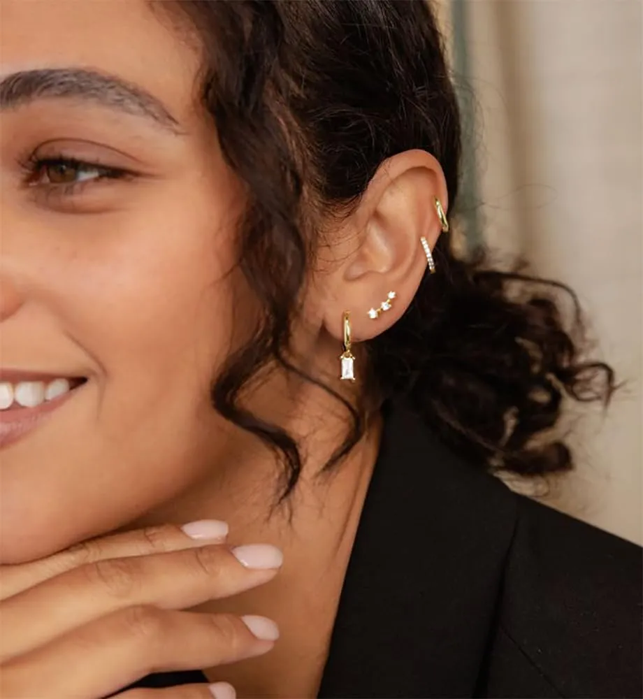 Small Gold Hoop Earring Sets for Women Trendy, Dainty Stud Earrings 14K Gold Plated Hypoallergenic Cartilage Dangle Huggies Hoop Earring Stacks Gold Jewelry for Women Girls Gifts