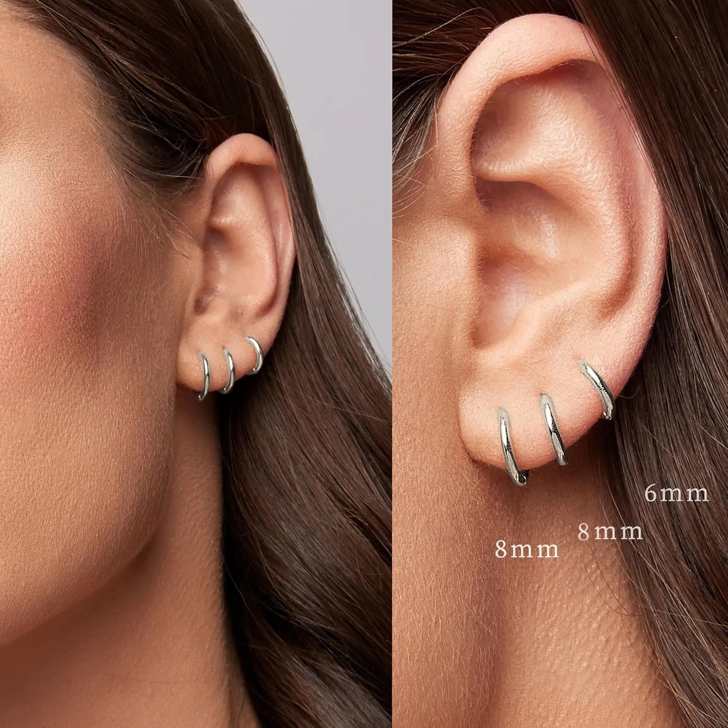 Small Hoop Earrings for Women Men Girls 14k Real Gold Plated Thin Gold Huggie Hoops Set for Cartilage Helix Hypoallergenic Surgical Stainless Steel 6/8/10/12mm