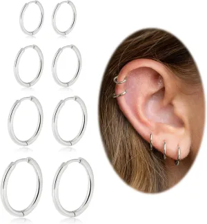 Small Hoop Earrings for Women Men Girls 14k Real Gold Plated Thin Gold Huggie Hoops Set for Cartilage Helix Hypoallergenic Surgical Stainless Steel 6/8/10/12mm