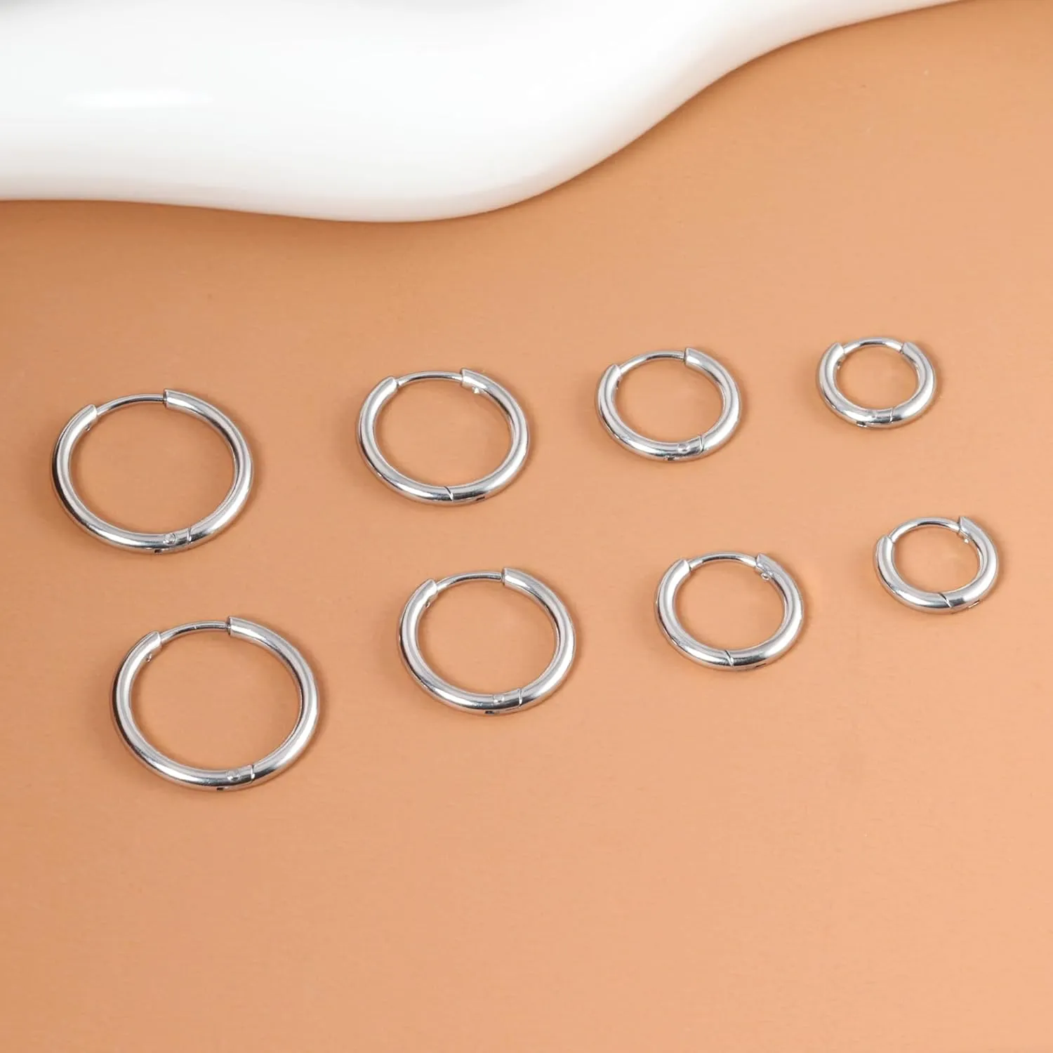 Small Hoop Earrings for Women Men Girls 14k Real Gold Plated Thin Gold Huggie Hoops Set for Cartilage Helix Hypoallergenic Surgical Stainless Steel 6/8/10/12mm