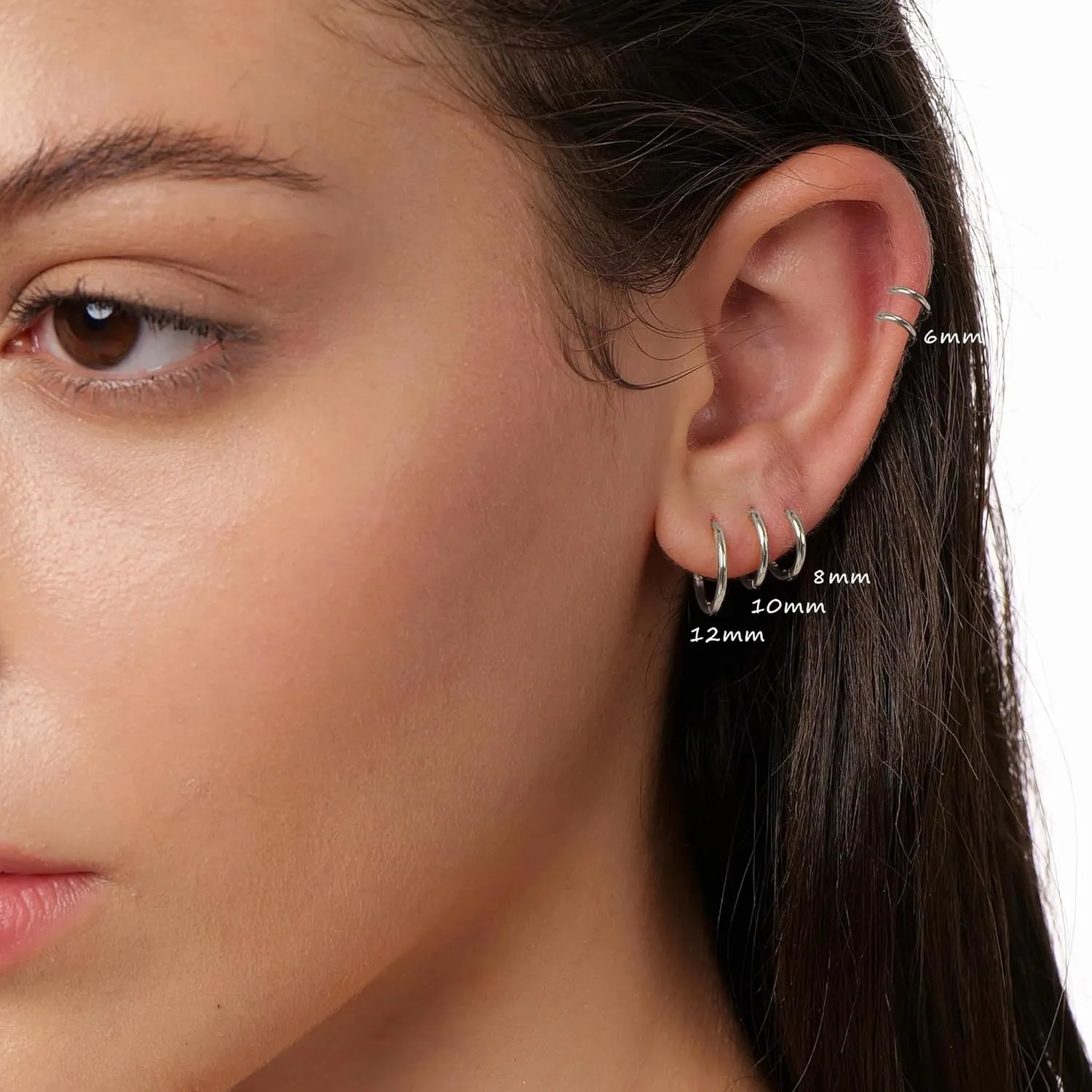 Small Hoop Earrings for Women Men Girls 14k Real Gold Plated Thin Gold Huggie Hoops Set for Cartilage Helix Hypoallergenic Surgical Stainless Steel 6/8/10/12mm