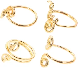 SOIMISS Toe Ring Set 4pcs Stretchy Foot Jewelry with Zircon Stones Fashionable Summer Accessory