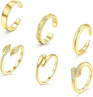 SONNYX Toe Rings for Women 14K Gold Silver Toe Ring Non Tarnish Adjustable Simple Open Band Toe Rings Summer Beach Foot Jewelry for Women