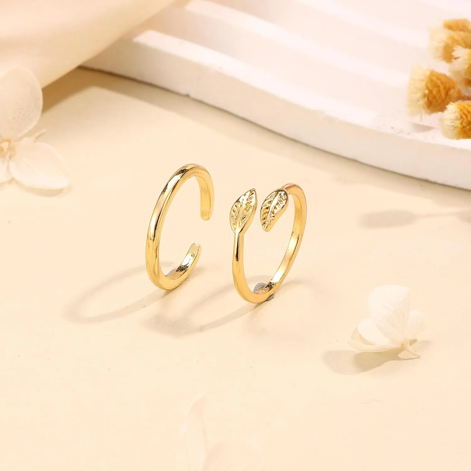 SONNYX Toe Rings for Women 14K Gold Silver Toe Ring Non Tarnish Adjustable Simple Open Band Toe Rings Summer Beach Foot Jewelry for Women