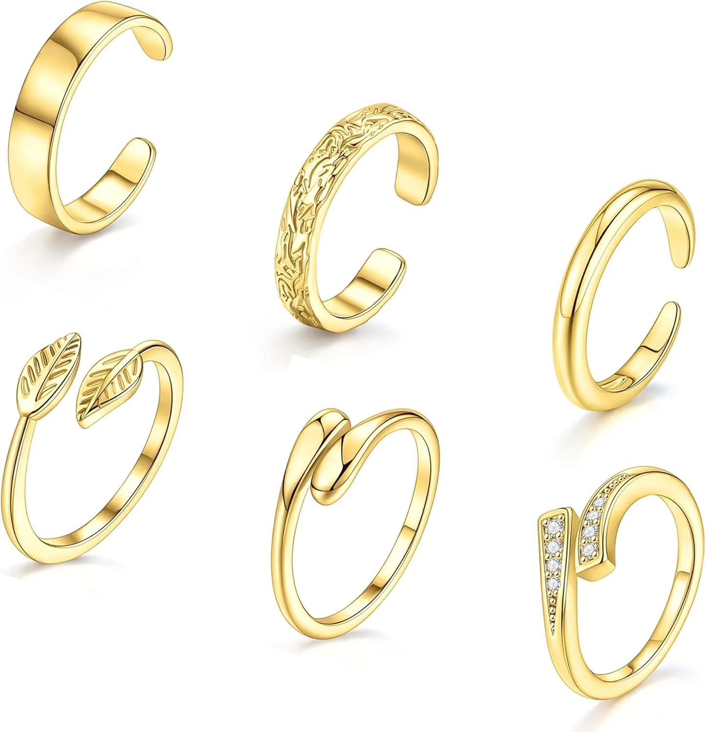 SONNYX Toe Rings for Women 14K Gold Silver Toe Ring Non Tarnish Adjustable Simple Open Band Toe Rings Summer Beach Foot Jewelry for Women
