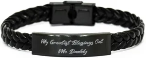 Special Dad Gifts, My Greatest Blessings Call Me Daddy, Funny Braided Leather Bracelet for Dad from Son, Cool dad Gifts, Cool, Unique, Best, Great