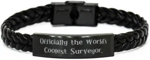 Special Surveyor Braided Leather Bracelet, Officially The World's, Sarcastic Gifts for Friends from Friends, Graduation Gifts, Gift Ideas for Colleagues, Best Gifts for Colleagues, Unique Gifts for