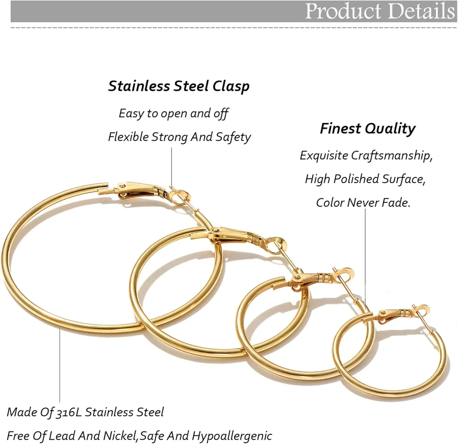 Stainless Steel Gold/Silver Plated Hoop Earrings for Women, Hypoallergenic 14k Gold Hoops Huggie Earrings Lightweight Cartilage Small CZ Ball Flatback Studs Earring Pack for Multiple Piercing