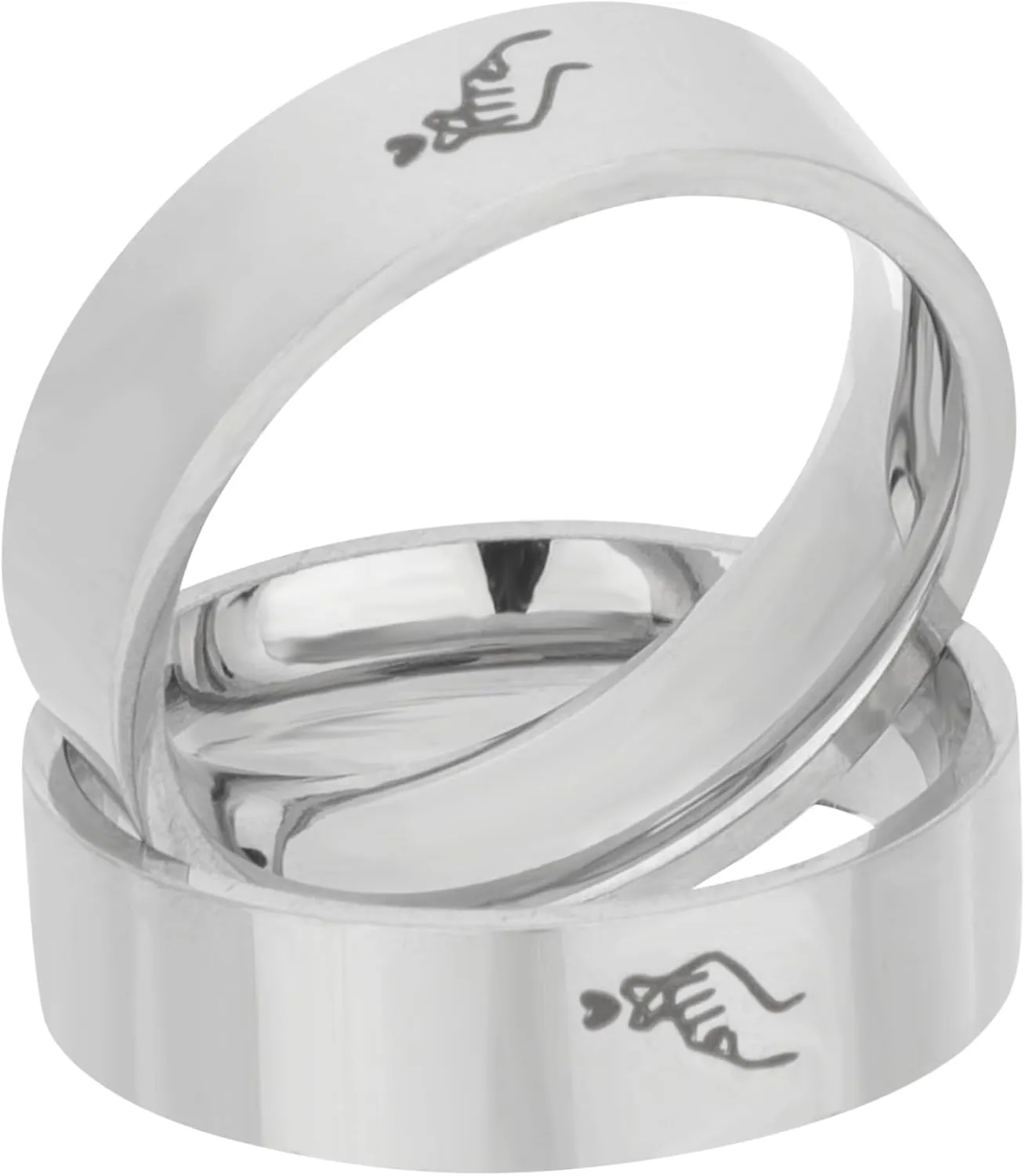Stainless Steel Matching Couples Rings Heart Shape Promise Rings for Couples Wedding