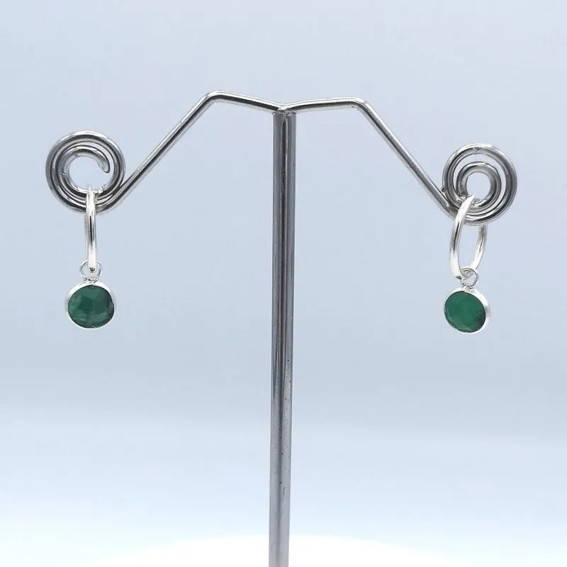 Sterling Silver Emerald Hoop Earrings
