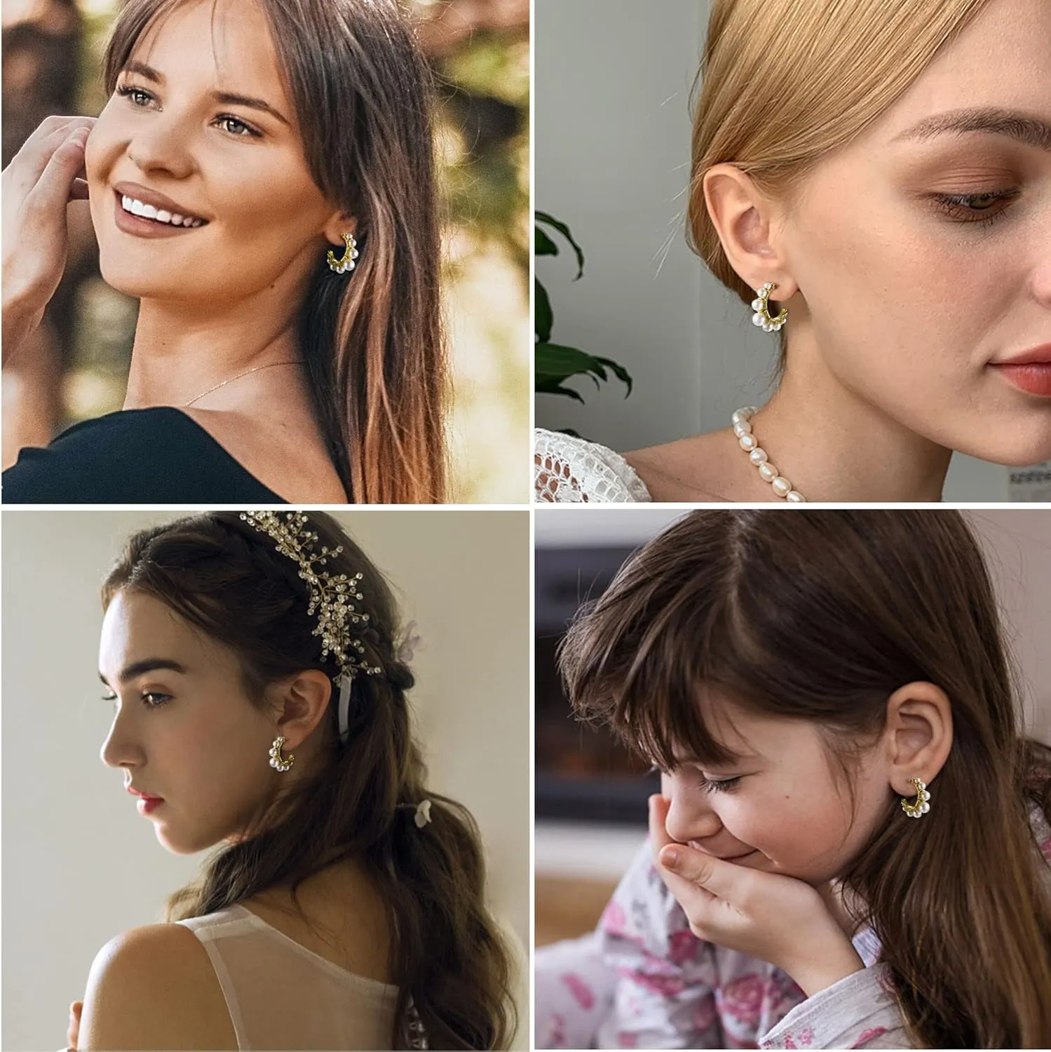 Sterling Silver Pearl Hoop Earrings for Women 14K Gold Plated Small Huggie Hoop Earrings Tiny Pearl Earrings Irregular Pearl Earrings Jewelry