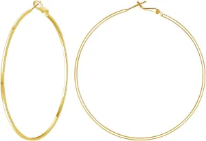 Sterling Silver Post Hoop Earrings - 14k Gold Plated Larg Big Hoop Earrings Set Hypoallergenic Lightweight Thin Gold Hoop Earrings for Women 70mm