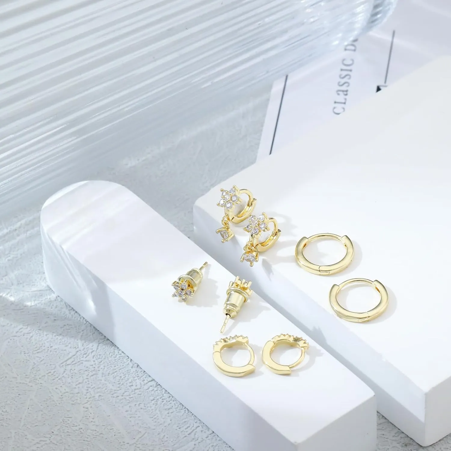 Stud Earrings for Women Dainty Small Hoop Earrings 14K Gold/Silver Plated Cartilage Earring Set CZ Dangle Huggie Earrings Lightweight Hypoallergenic Earrings Trendy Multiple Piercings Jewelry
