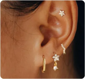 Stud Earrings for Women Dainty Small Hoop Earrings 14K Gold/Silver Plated Cartilage Earring Set CZ Dangle Huggie Earrings Lightweight Hypoallergenic Earrings Trendy Multiple Piercings Jewelry