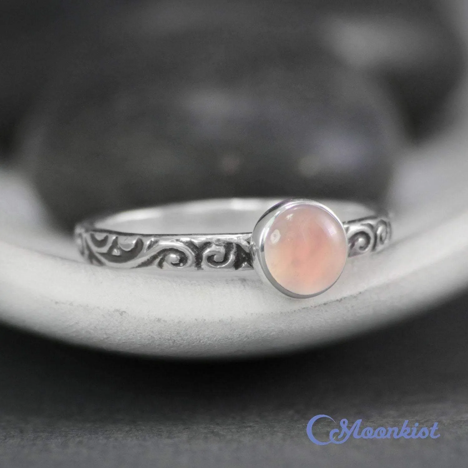 Sweet Vintage Rose Quartz Promise Ring for Her | Moonkist Designs